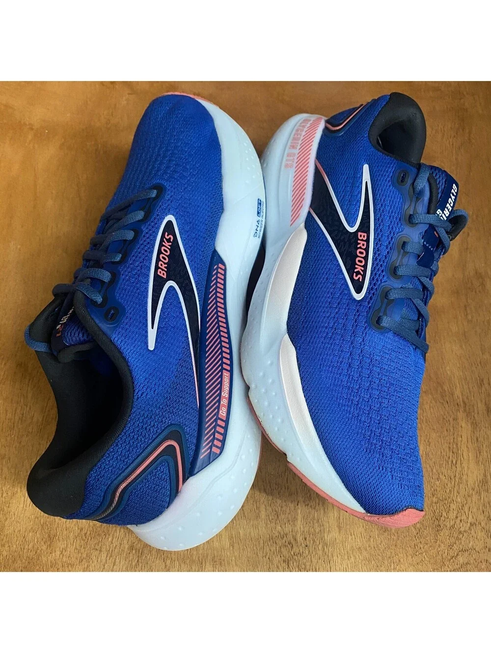 Brooks Glycerin GTS 21 Shoes Women 10 Blue Ice Pink Running Sneakers 1204091B496